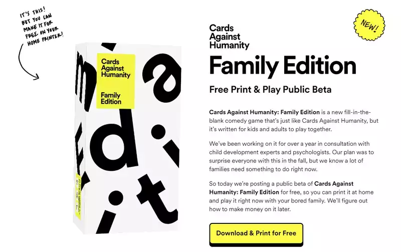 Here is the card against Humanity Family Edition: How to Get It for free